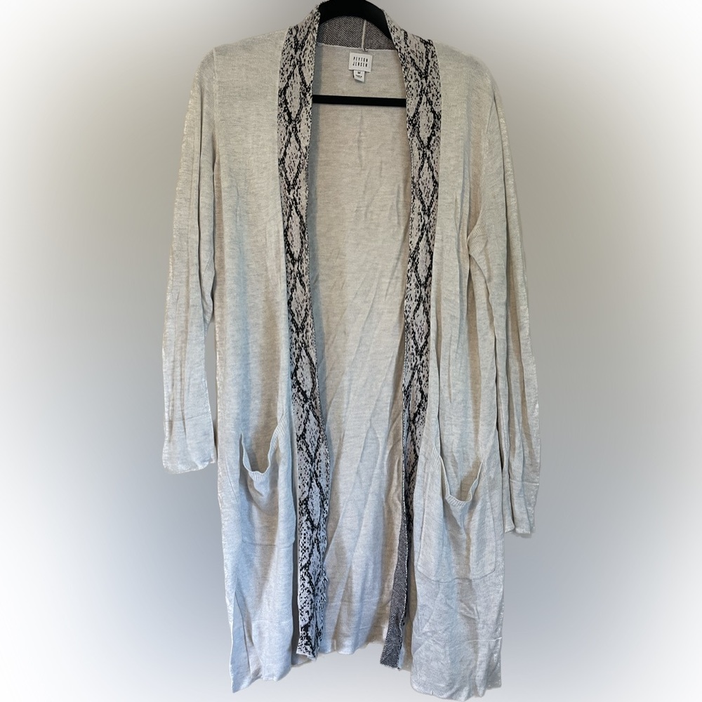 Peyton Jensen Evereve Gray Print Cardigan Size M